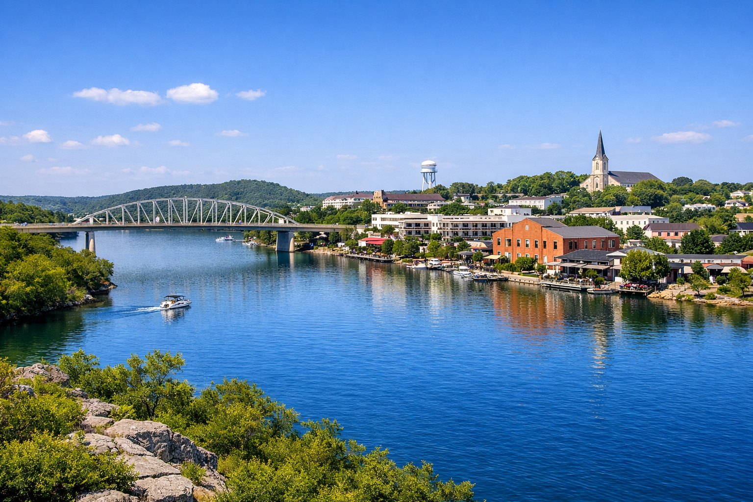 Central Texas scenic waterway and townscape